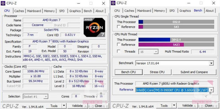  세잔 5800U 벤치 성능 유출, 야옹이레이크는 이미 ..