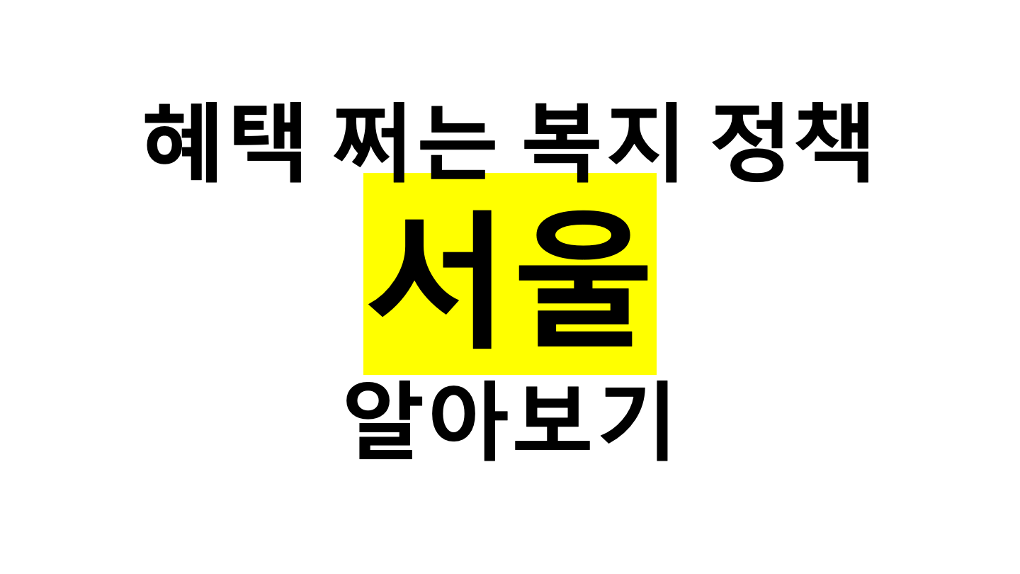  놓치면 후회할 서울시 복지 정책 모두 알아보기