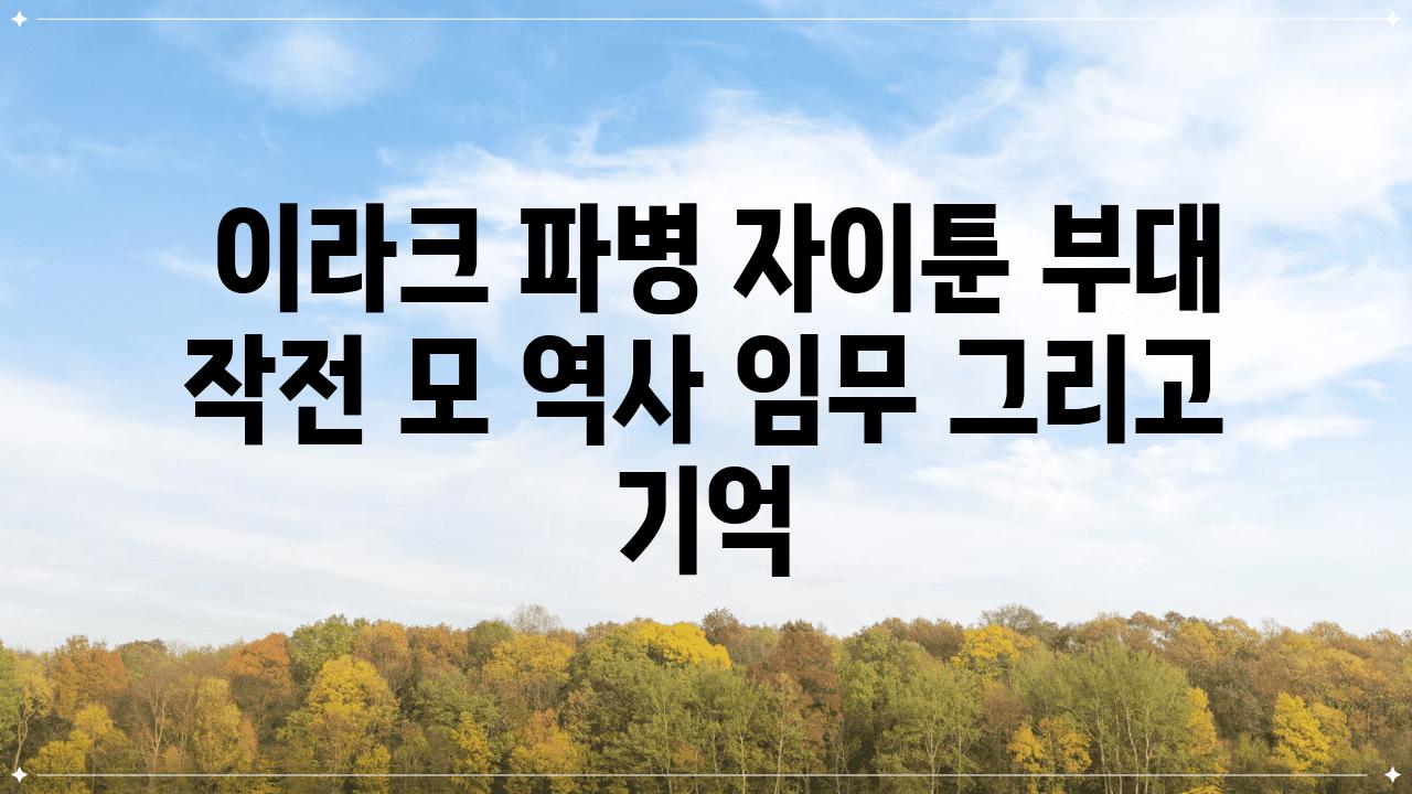  이라크 파병 자이툰 부대 작전 모 역사 임무 그리고 기억