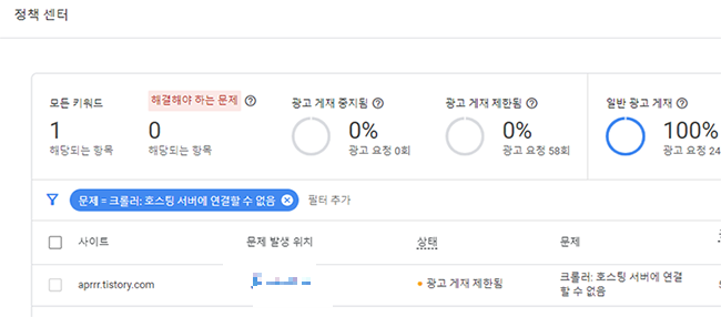  크롤러: 호스팅 서버에 연결할 수 없음 - 애드센스 광고 오류 해결