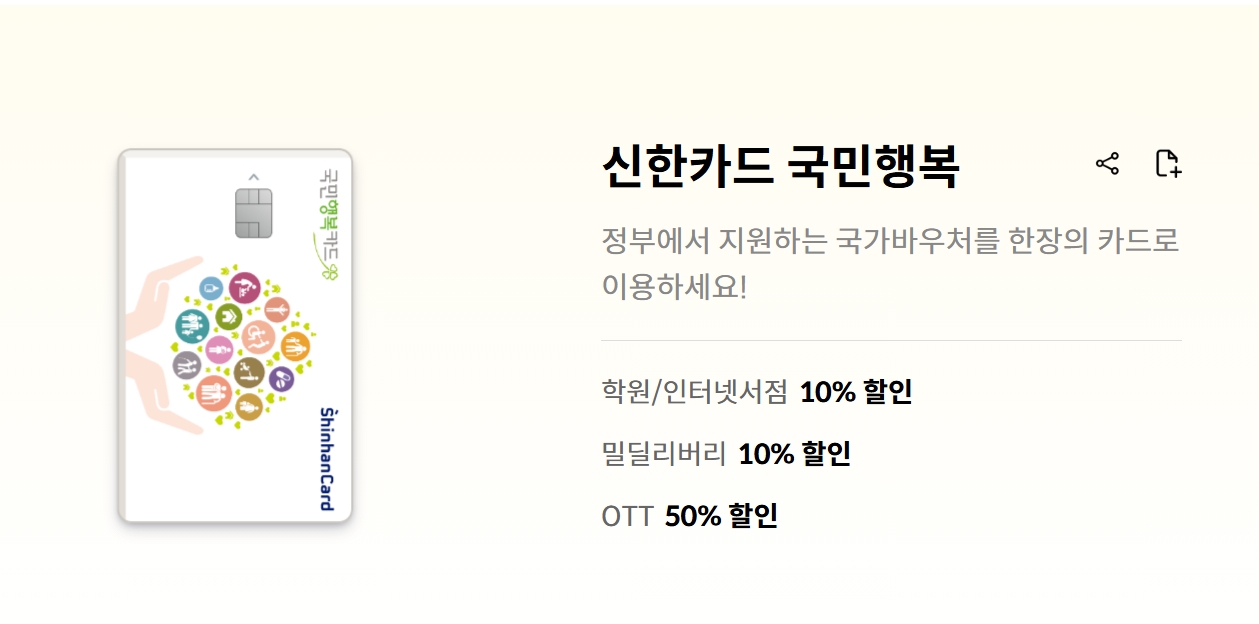 국민행복카드 카드사별 혜택