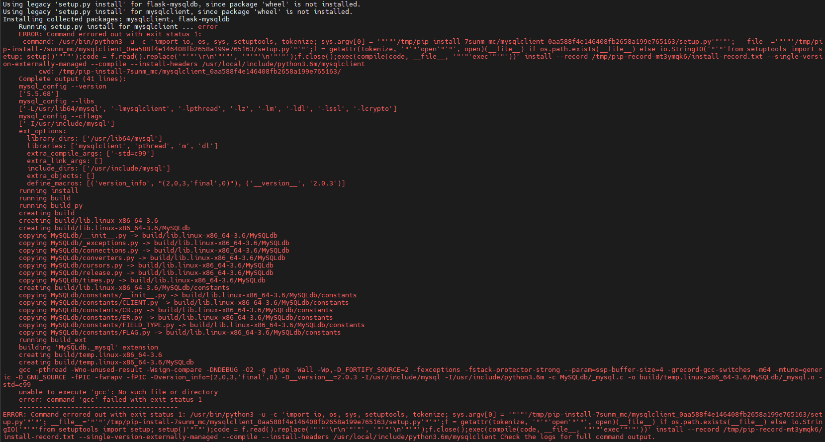Solved][Centos7.7] Unable To Execute 'Gcc': No Such File Or Directory.  Error: Command 'Gcc' Failed With Exit Status 1