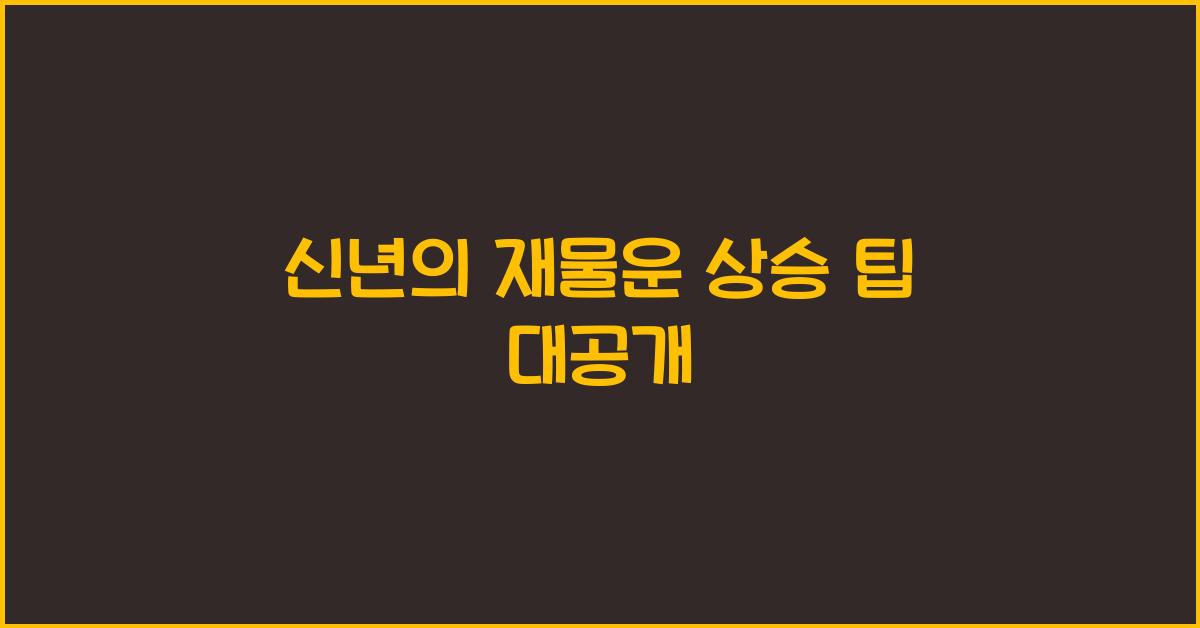 신년의 재물운 상승 팁