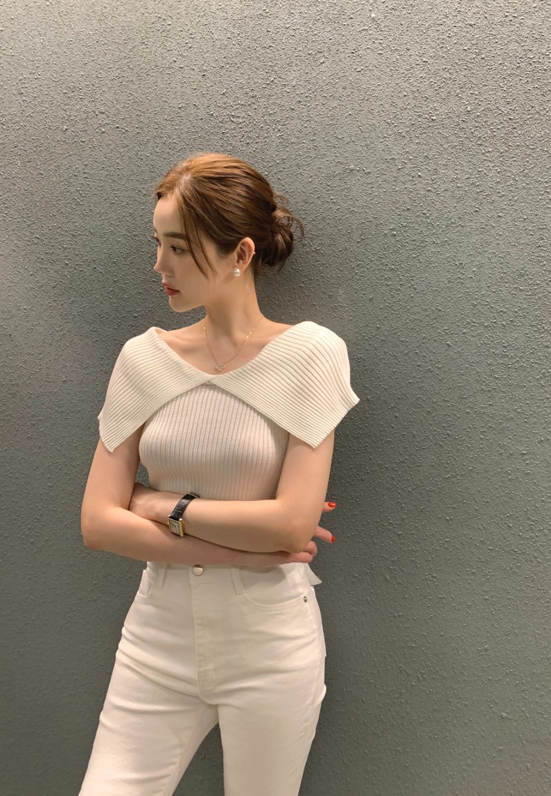 제이미 오프숄더 카라 니트