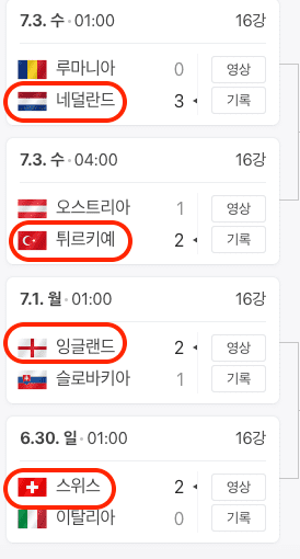 16강전 결과2