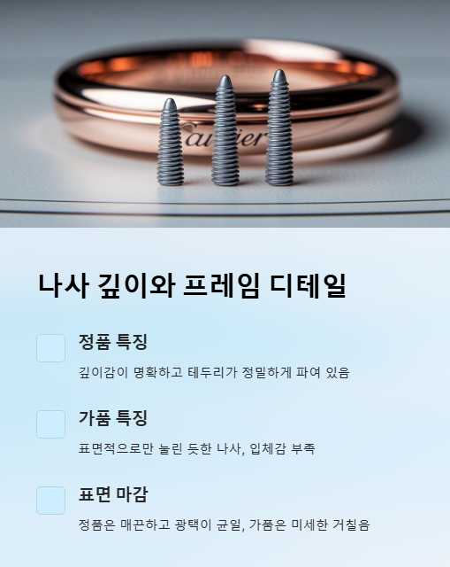 나사 깊이와 프레임 디테일