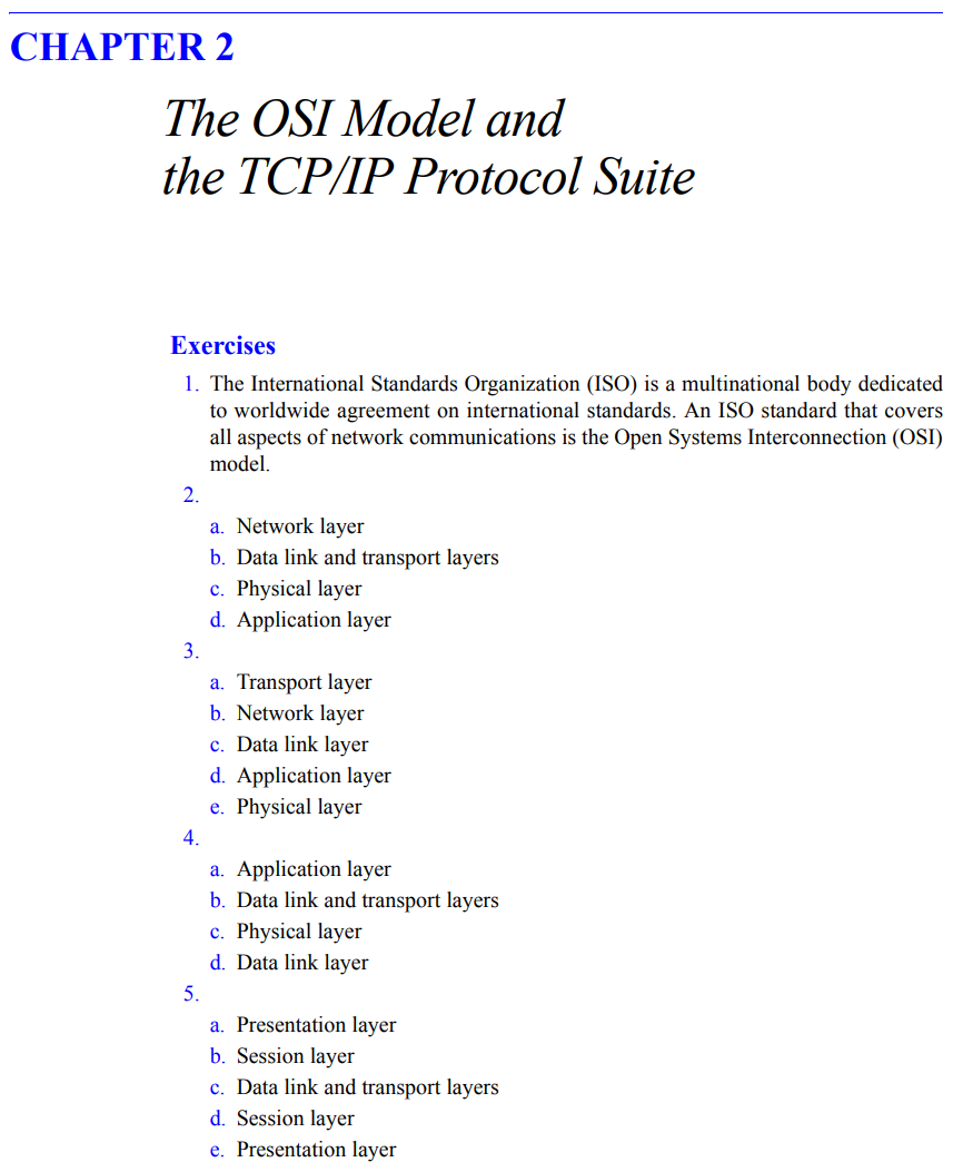 TCP/IP 프로토콜 연습문제 주관식 정답