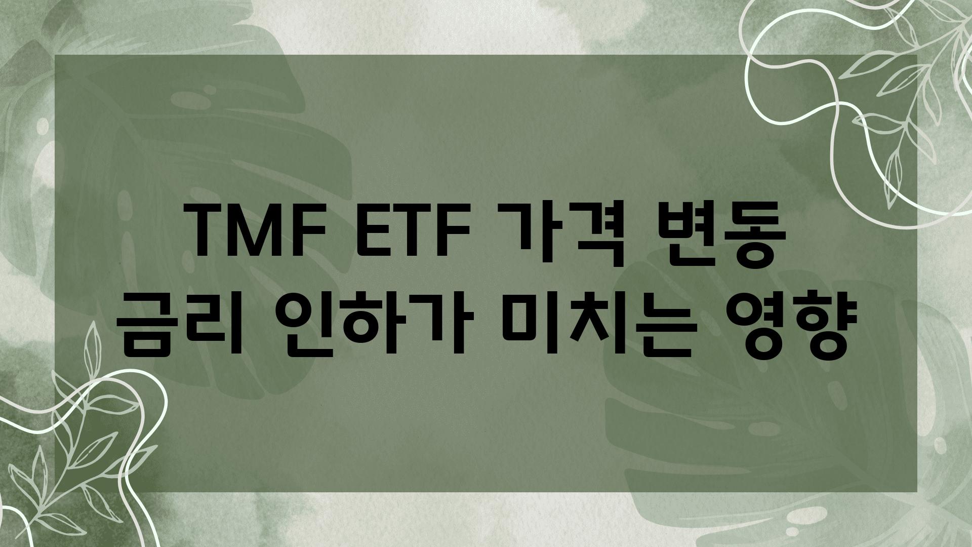 TMF ETF 가격 변동 금리 인하가 미치는 영향