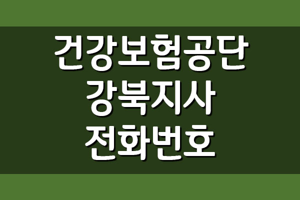  국민건강보험공단 강북지사 전화번호 및 팩스번호 안내