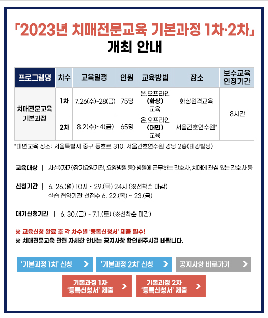  [치매전문교육] 세부사항 및 신청방법