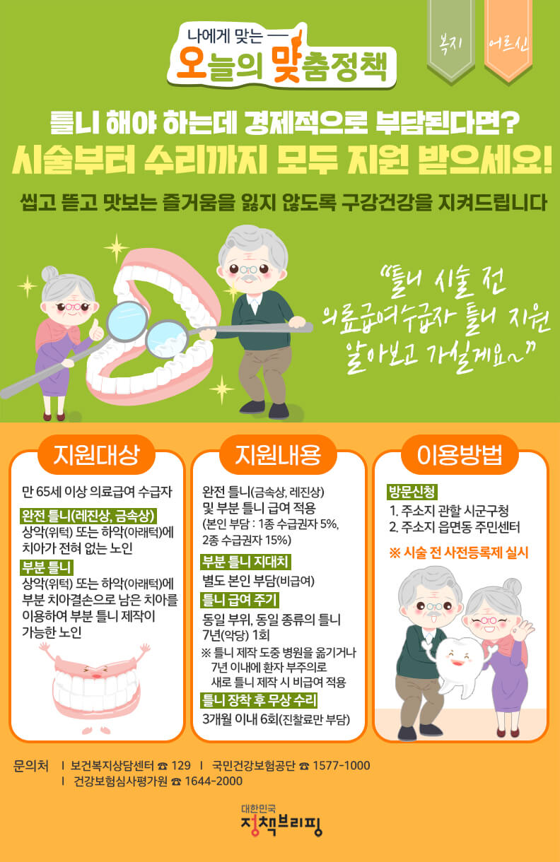  어르신들 틀니 시술부터 수리까지 모두 지원 받는 방법?