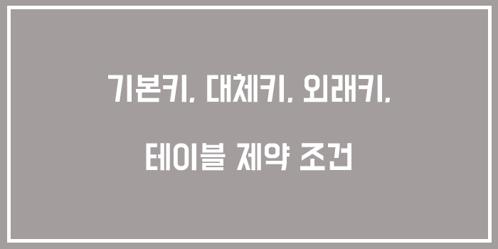  기본키, 대체키, 외래키, 테이블 제약 조건