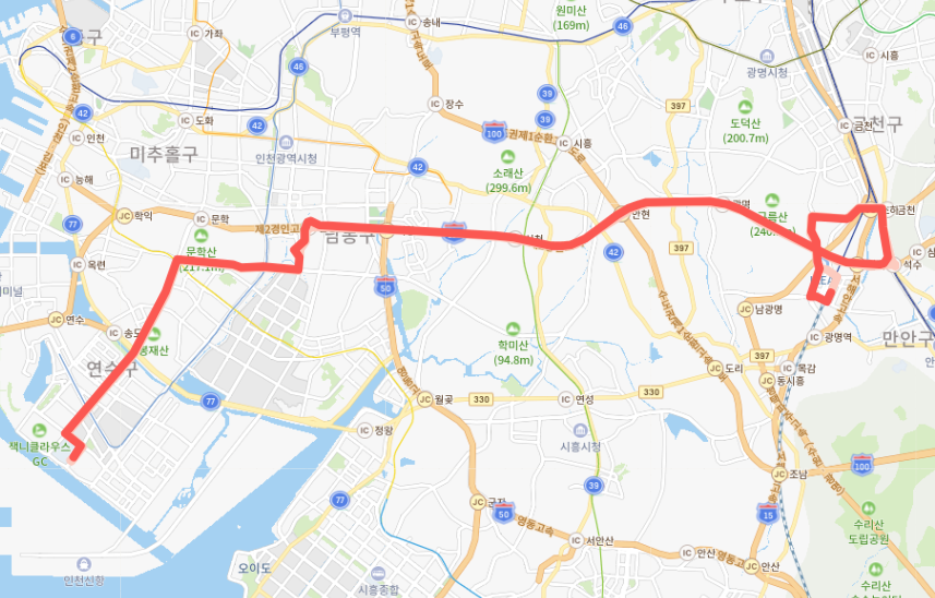  [직행좌석] 3002번버스 노선, 시간표 : KTX 광명역, 석수역,송도 인천대입구역