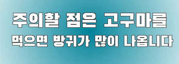  주의할 점은 고구마를 먹으면 방귀가 많이 나옵니다