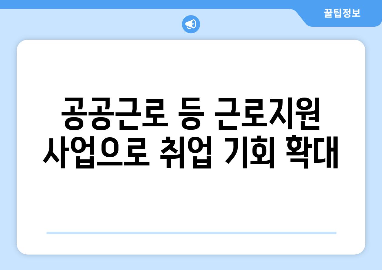 공공근로 등 근로지원 사업으로 취업 기회 확대