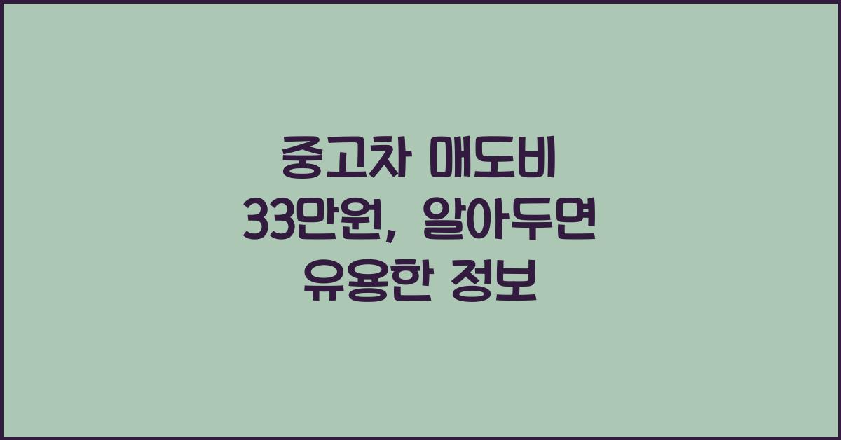중고차 매도비 33만원