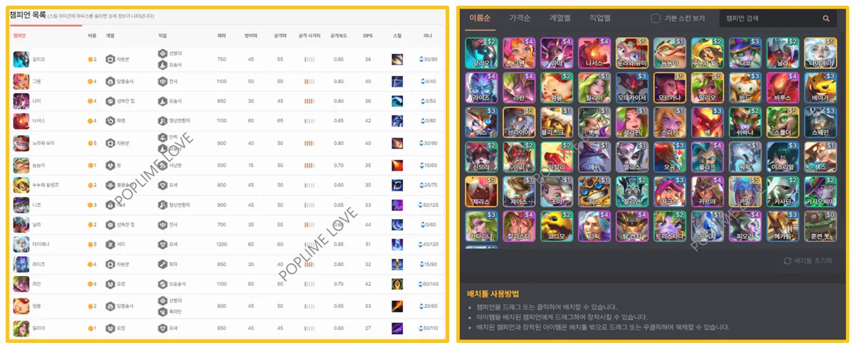 침피언목록