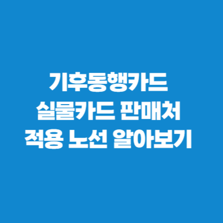 기후동행카드 실물카드 판매처 및 지하철 적용 노선 알아보기