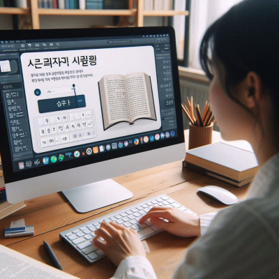 페이지에 텍스트 삽입 작업을 진행 중인 한글 화면