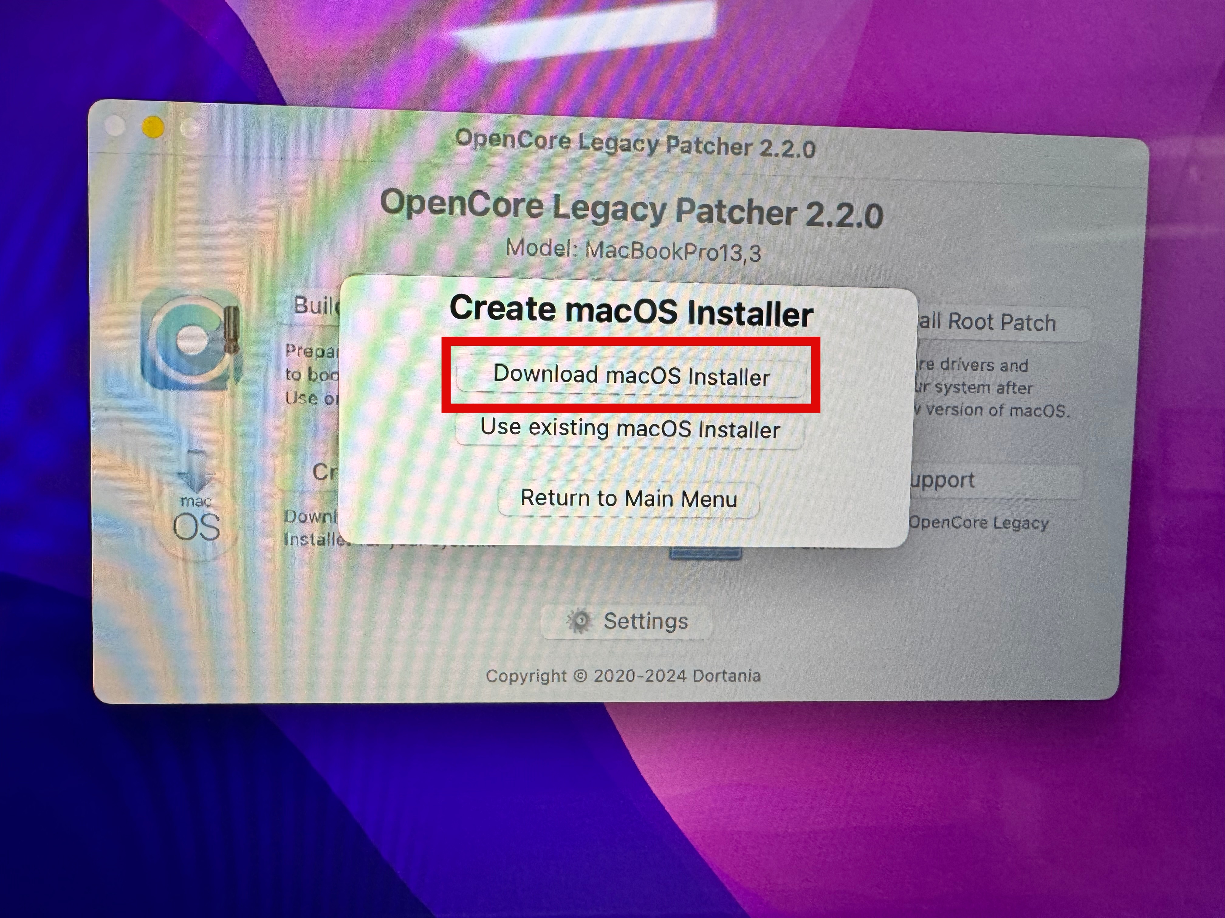 OpenCore Legacy Patcher Download macOS Installer