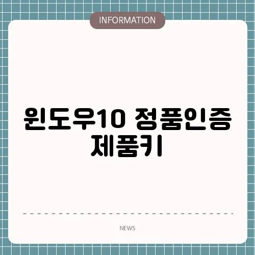 윈도우10 정품인증 제품키