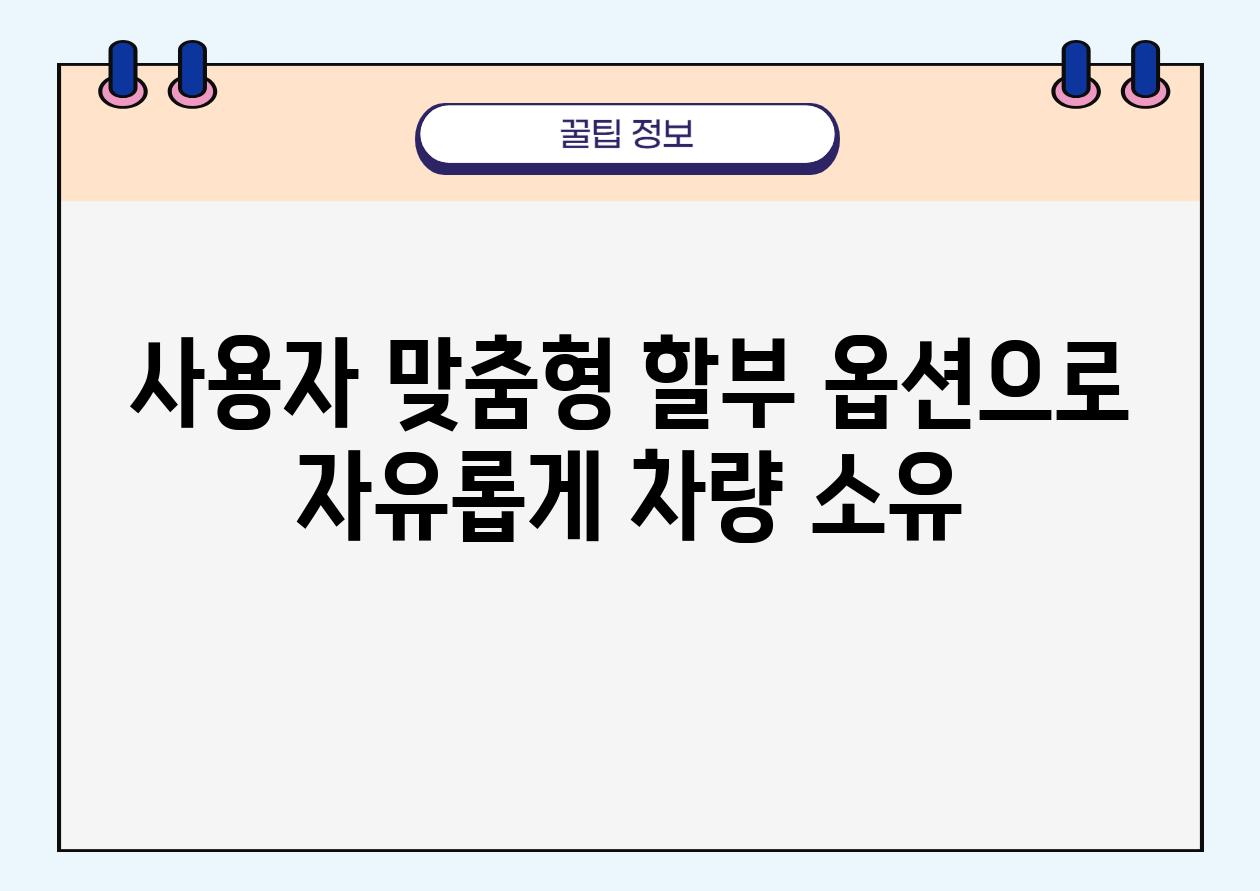 사용자 맞춤형 할부 옵션으로 자유롭게 차량 소유