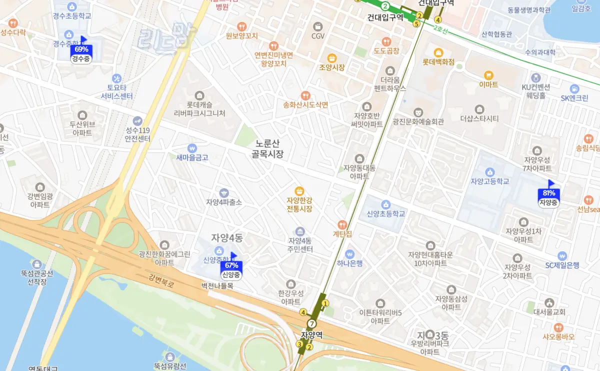 롯데캐슬리버파크시그니처-자양동-중학교학군-경수중학교