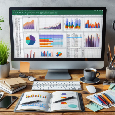 다양한 그래프와 차트가 표시된 스크린 앞에서 분석 작업을 하는 사람의 모습입니다.