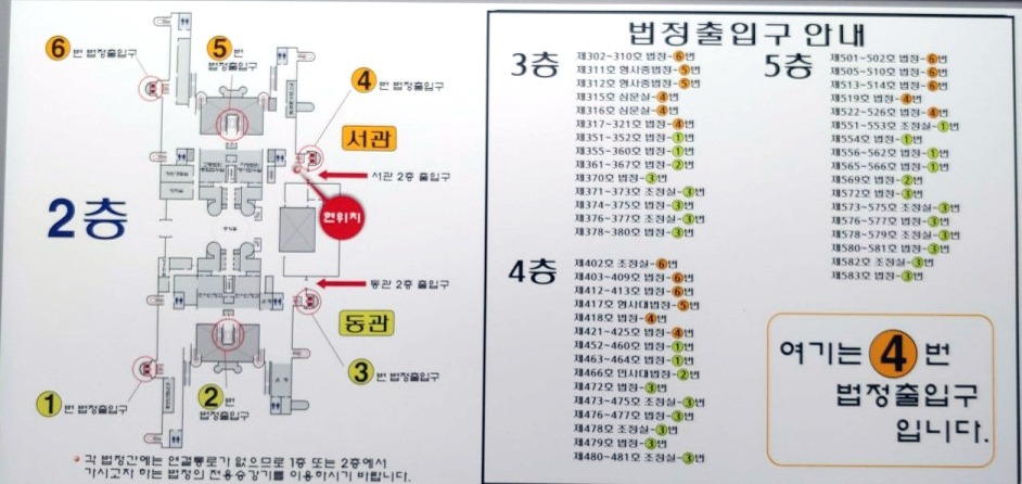 법정출입구 안내