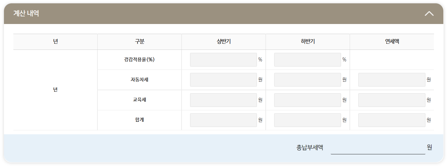 위텍스 자동차세 계산기