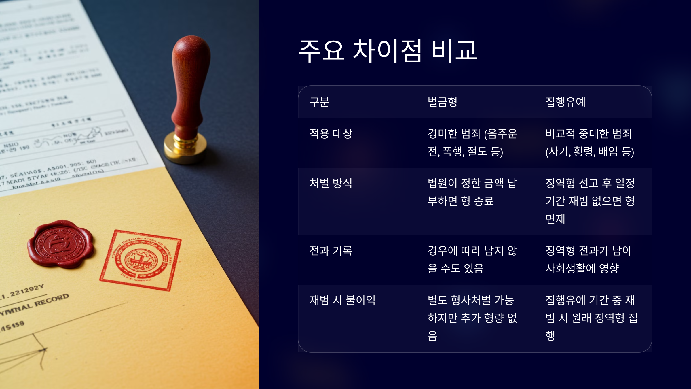 벌금형과 집행유예의 차이점