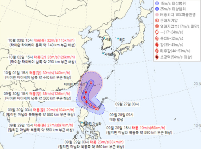 태풍 끄라톤 예상경로 및 한반도 영향