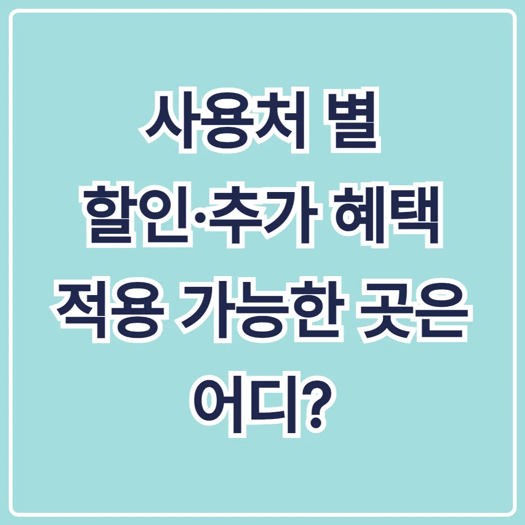 사용처 별 할인·추가 혜택 적용 가능한 곳은 어디?
