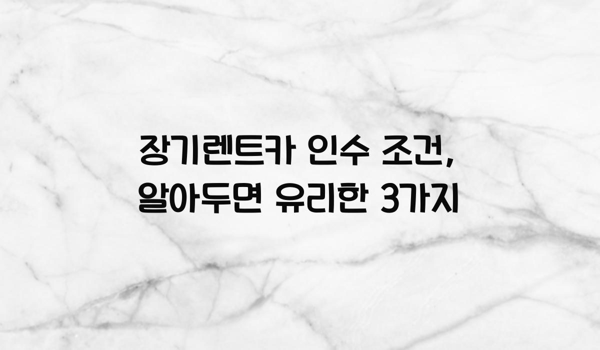 장기렌트카 인수 조건