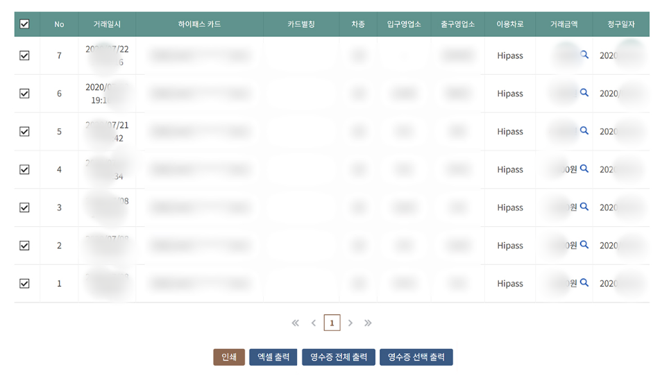 하이패스 사용내역 영수증 출력 방법 알려드림 하이패스 사용내역 영수증 출력 방법 알려드림