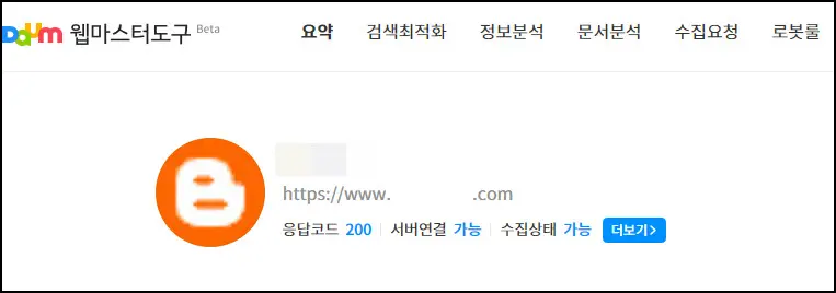 다음 웹마스터 도구 화면