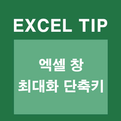 엑셀 최대화 및 전체화면 단축키