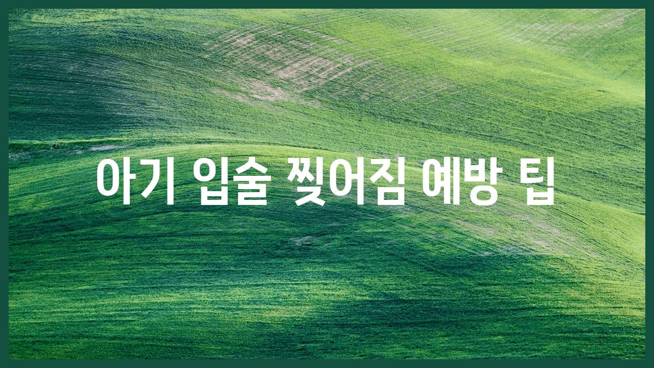 아기 입술 찢어짐 예방 팁