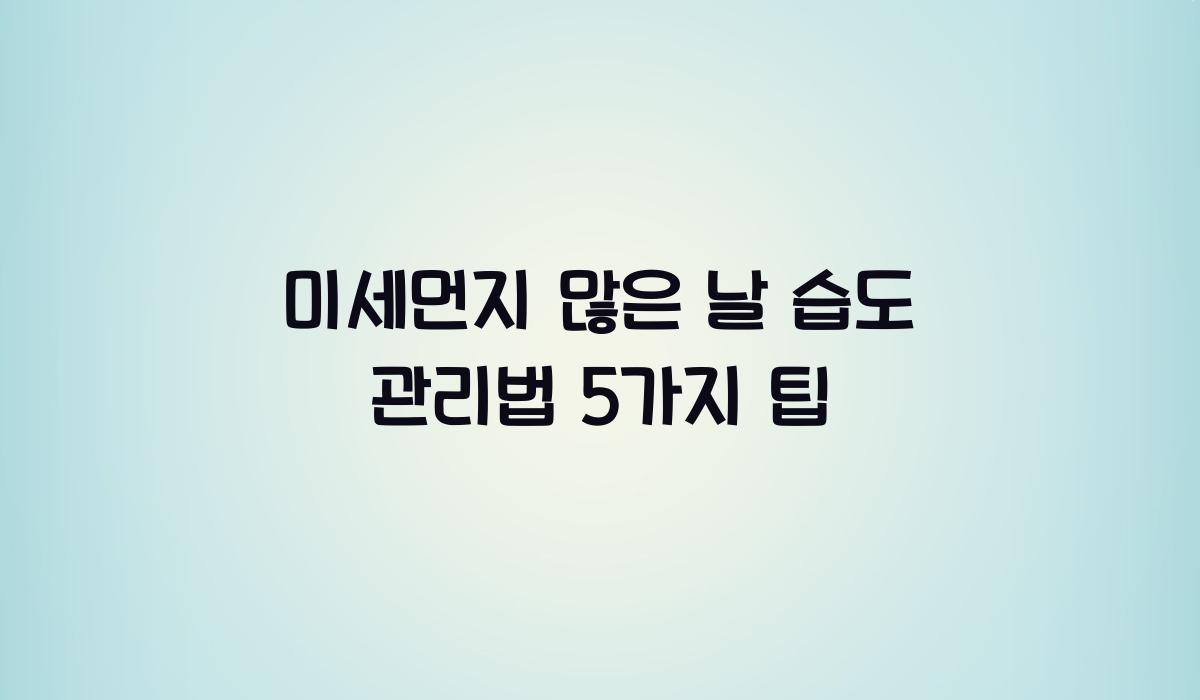미세먼지 많은 날 습도 관리법