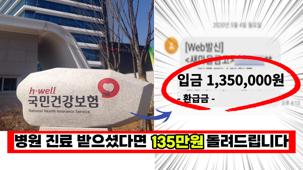  필독! 건강보험료 1인당 135만원 소득제한 없이 환급 받을수 있어요