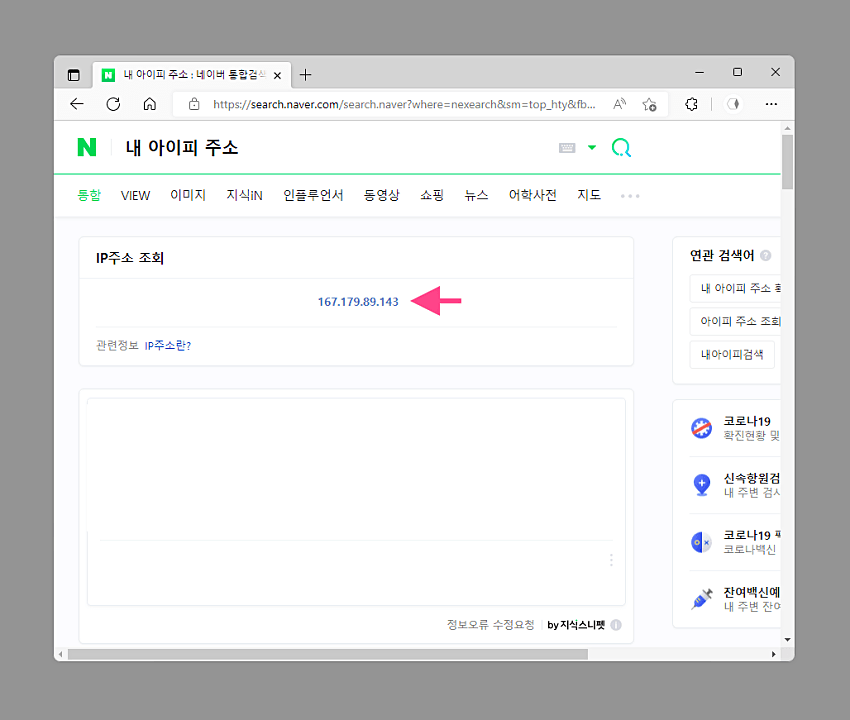 내 아이피 주소로 검색