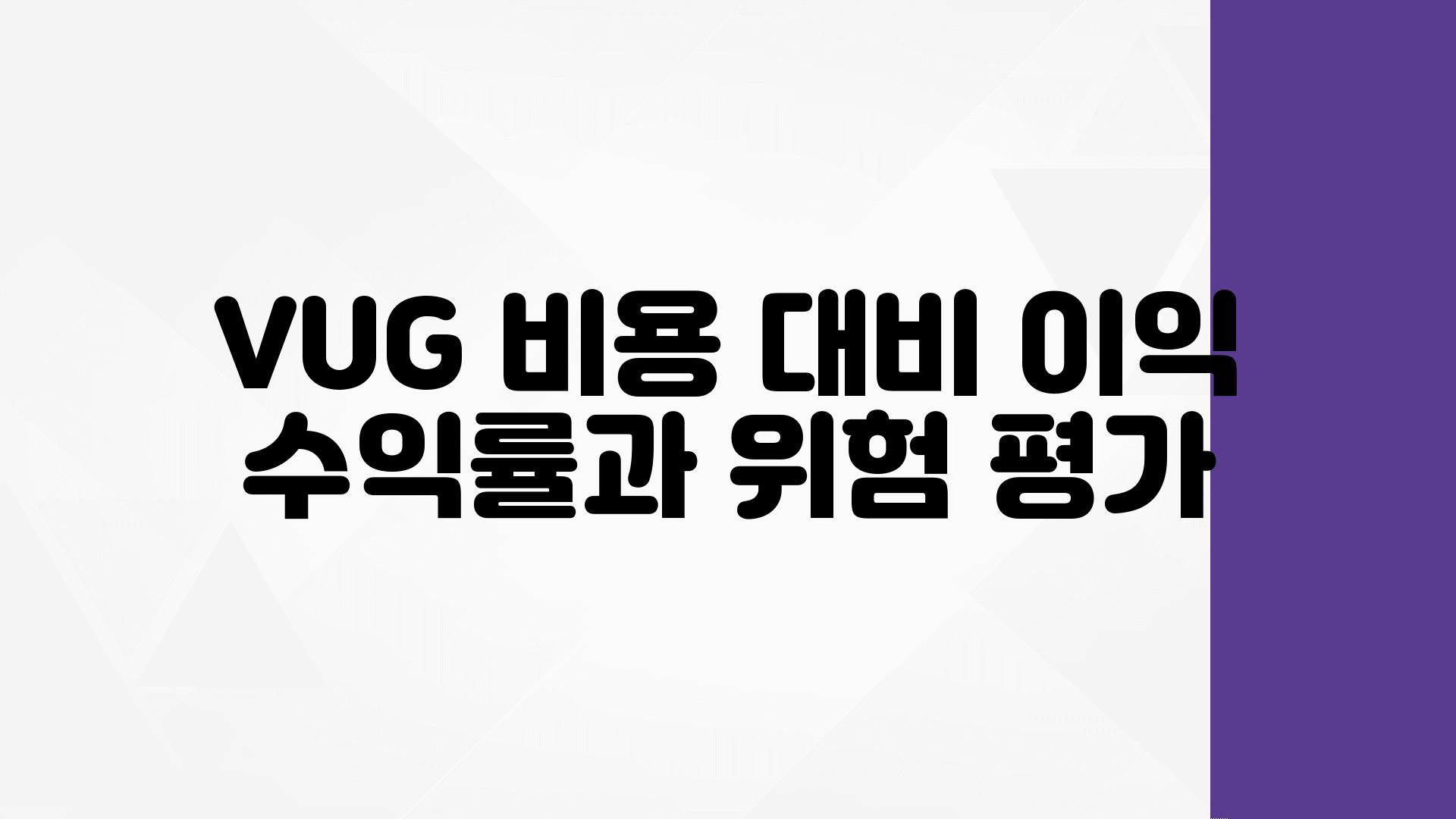 VUG 비용 대비 이익| 수익률과 위험 평가