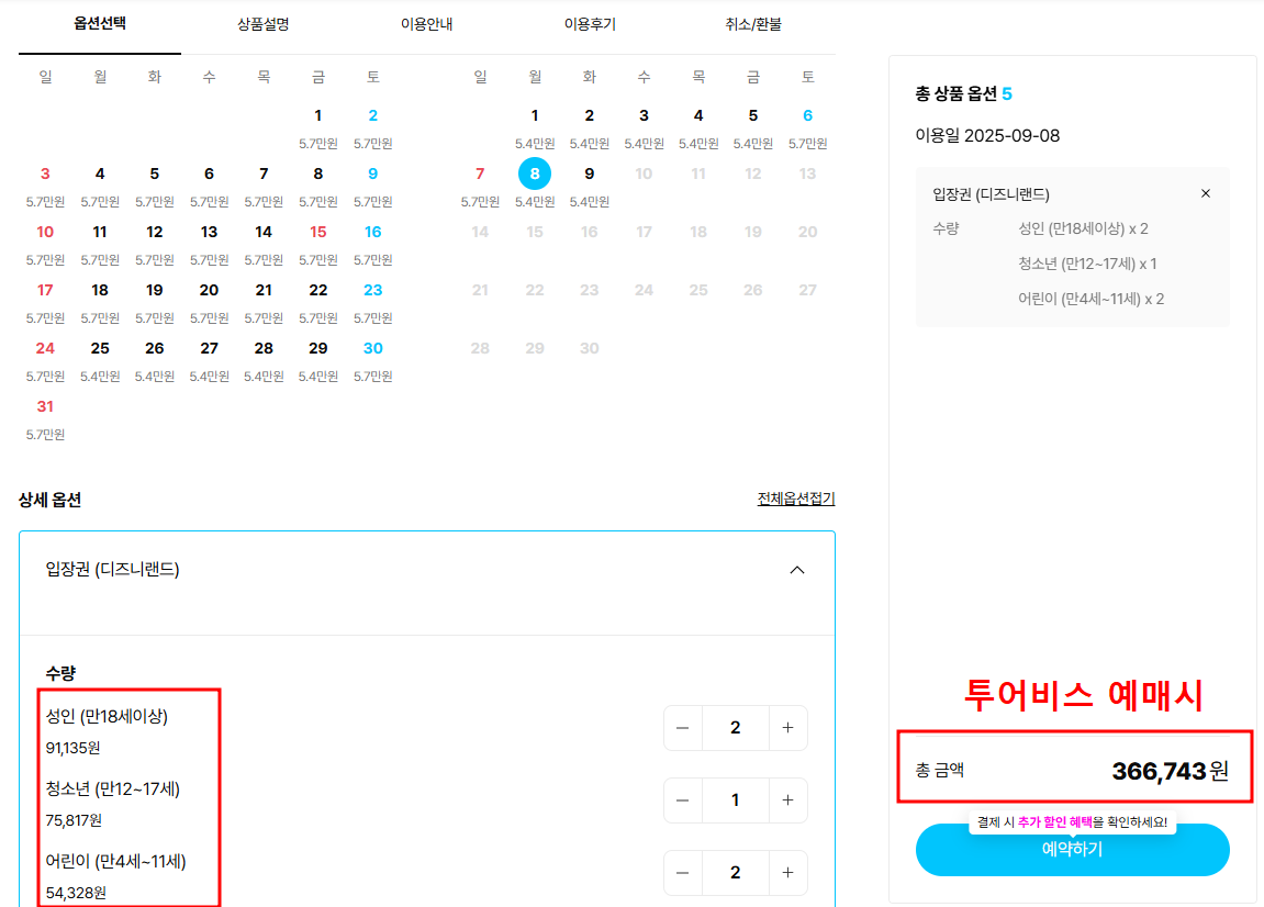 디즈니랜드_투어비스_예매가격_사진