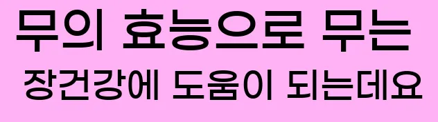  무의 효능으로 무는 장건강에 도움이 되는데요
