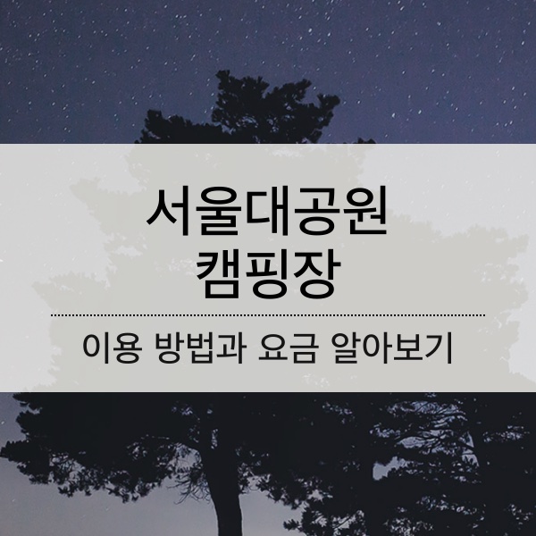 서울대공원 캠핑장 배치도와 이용 방법 및 요금 알아보기
