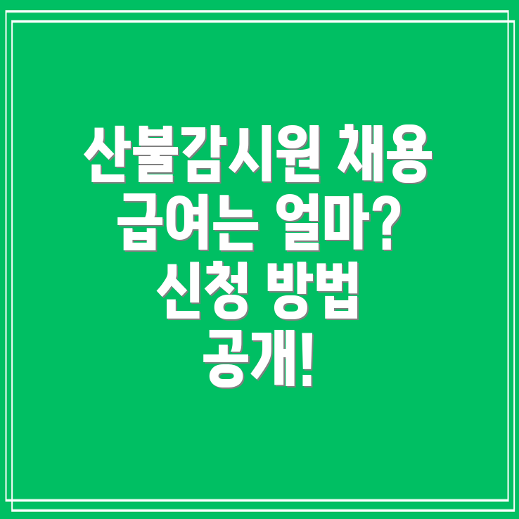 산불감시원 일자리 신청 방법과 급여는 궁금증 해소!