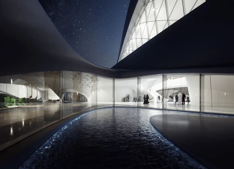 자하 하디드가 만든 아랍에미리트 사막의 비아그룹 본사 Video showcases sinuous forms of desert headquarters by Zaha Hadid Architects
