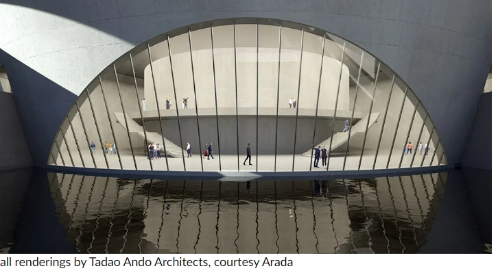 안도 타다오의 인도 플로팅 조각 공연예술센터 Tadao ando&#39;s II teatro performance arts center in sharjah houses a floating cultural plaza