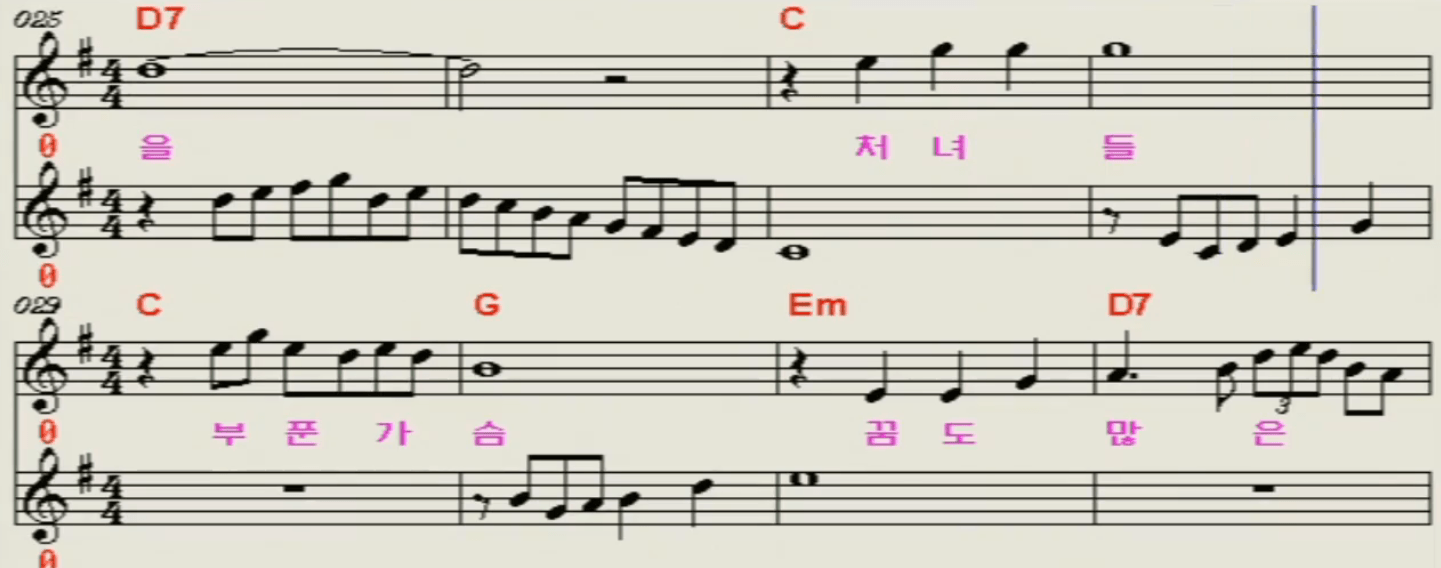 현정아(이미자) 서산 갯마을 악보