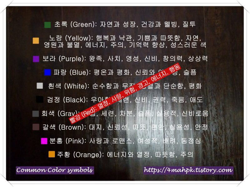 Common Color Symbols-색상의 상징적 의미